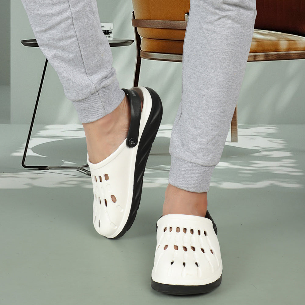 Men Two Tone Perforated Back Strap Clogs