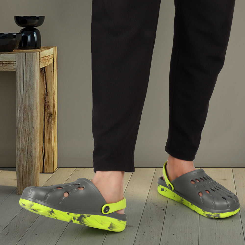 Men Perforated Comfort Clogs with Contrasting Strap