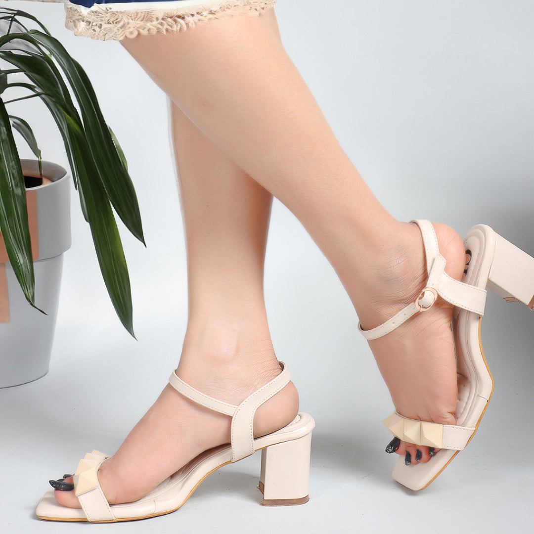 Women's Square Toe Studded Block Heel Sandals – Carlton London Online