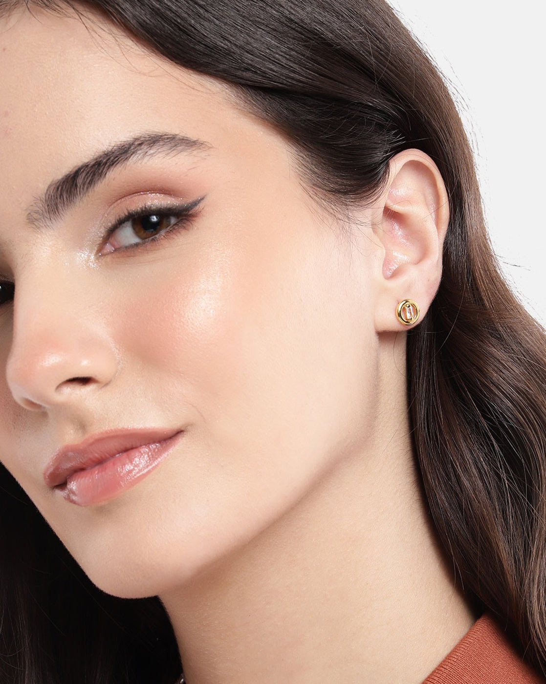925 Sterling Silver 18kt Gold Plated CZ Mini Stud Earring