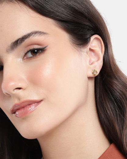 925 Sterling Silver 18kt Gold Plated CZ Mini Stud Earring