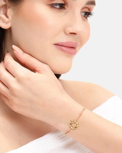 18kt Gold Plated Delicate Olive Leaf Wreath Adjustable Bracelet