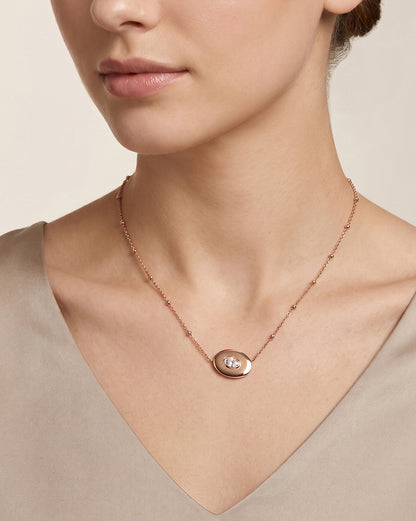 18kt Rose Gold Plated Oval Pendant and Chain