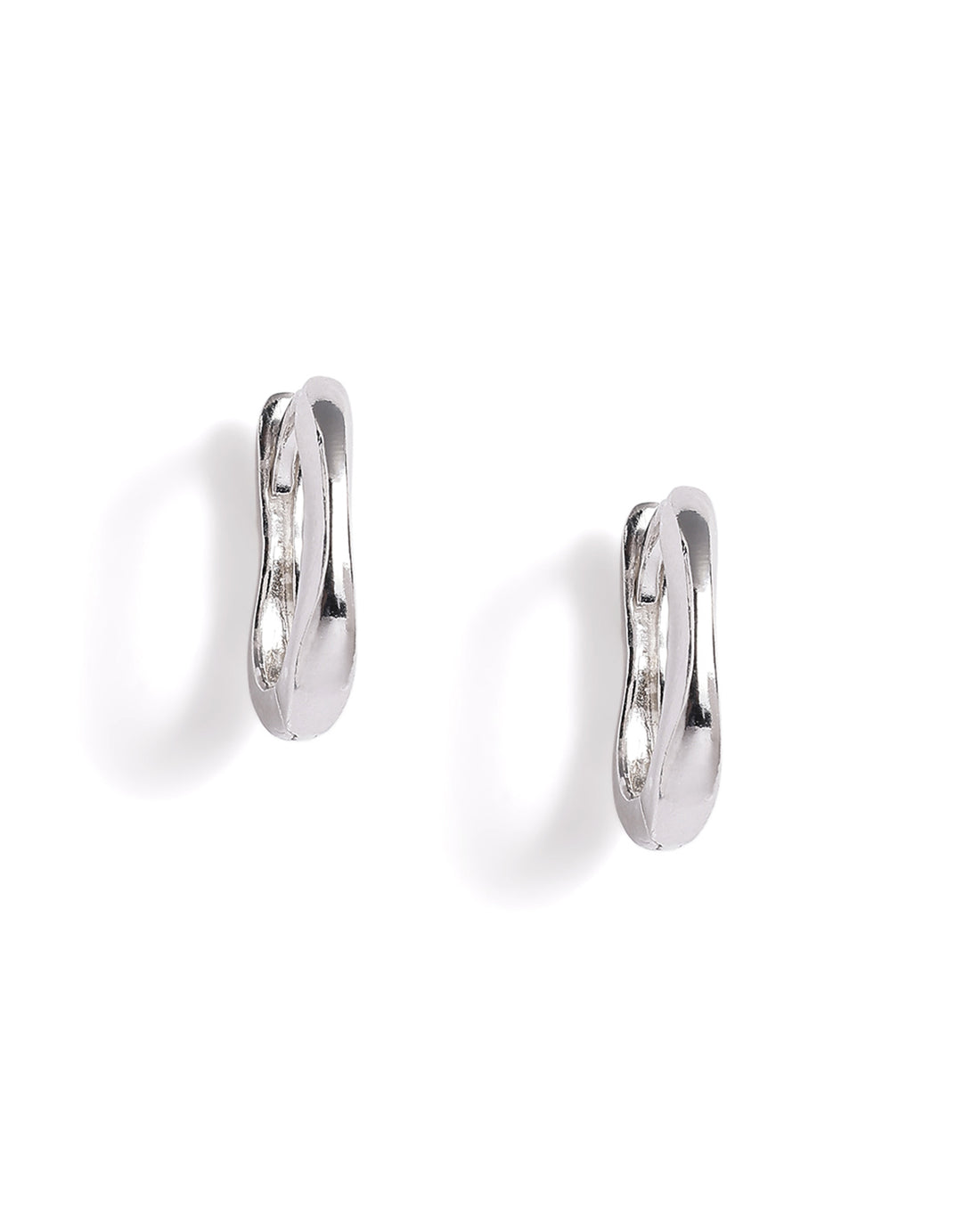 Rhodium Plated Oval Mini Hoop Earring