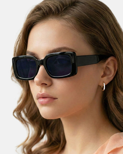 Women Black Toned Blue UV Protected Lens Square Sunglasses