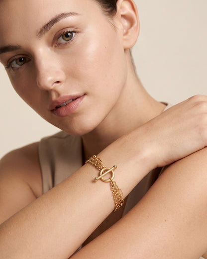 18kt Gold Plated Multi Layered Bracelet