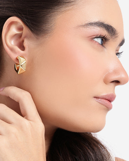 Gold-Plated Bold Geometric Half Hoop Earrings