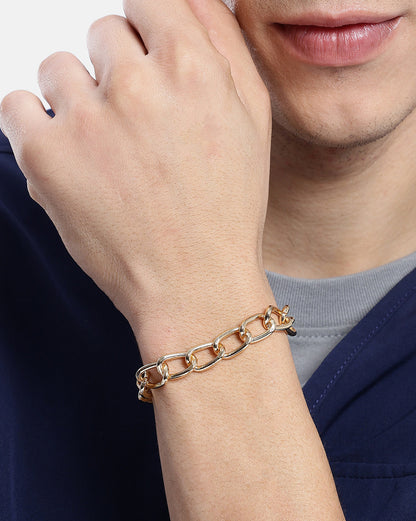Men Gold Plated Bold Link Bracelet