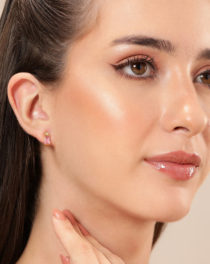 925 Sterling Silver 18kt Gold Plated CZ Mini Stud Earring