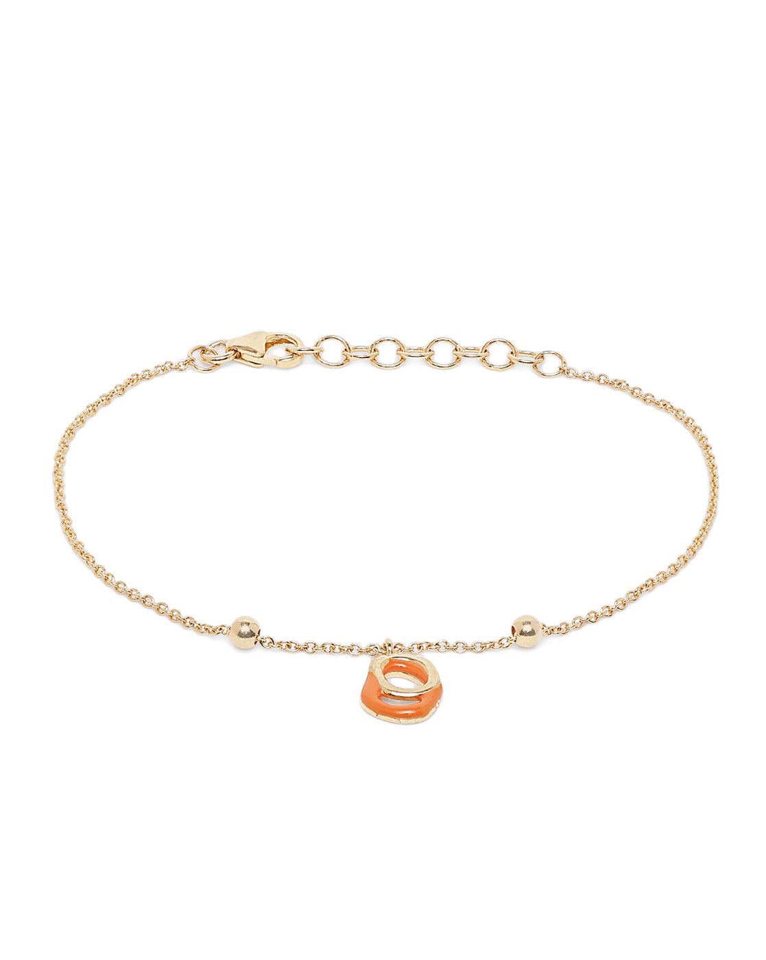 18kt Gold Plated Organic Enamel Charm Adjustable Bracelet