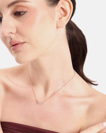 18kt Rose Gold Plated CZ Link Interlocking Necklace