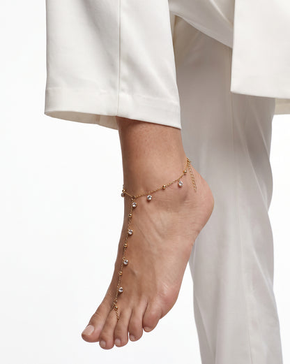 Rose Gold Plated Dainty Solitaire Foot Chain Anklet
