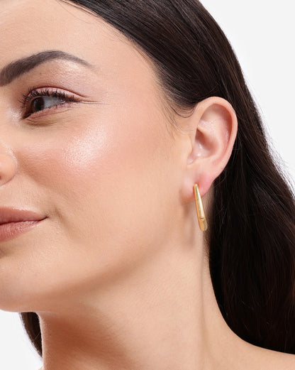 Gold Plated Designer Square Half Hoop Earring