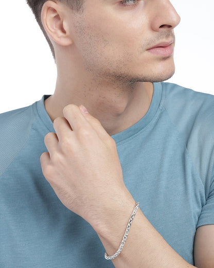 Men Rhodium-Plated Arrow Link Chain Bracelet