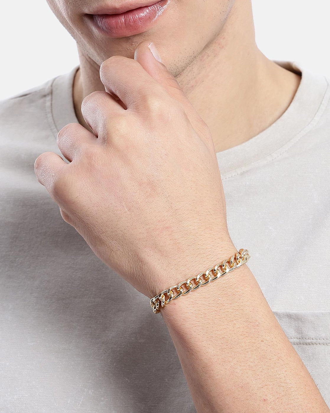 Men Gold Plated Cuban Link Bracelet