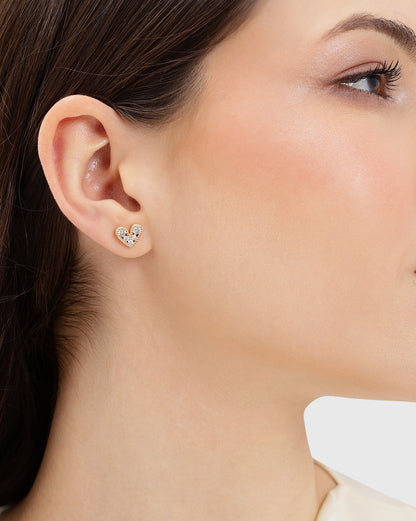 Gold Plated CZ Sparkle Mini Heart Stud Earring