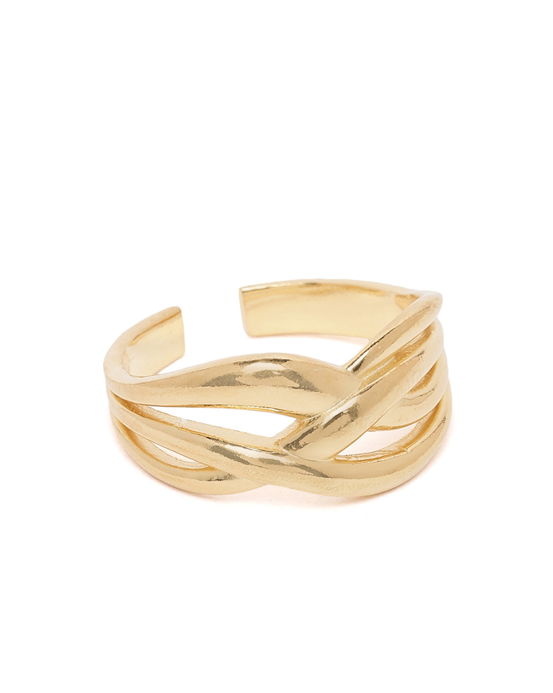 18kt Gold Plated Criss Cross Multi layered Adjustable Ring