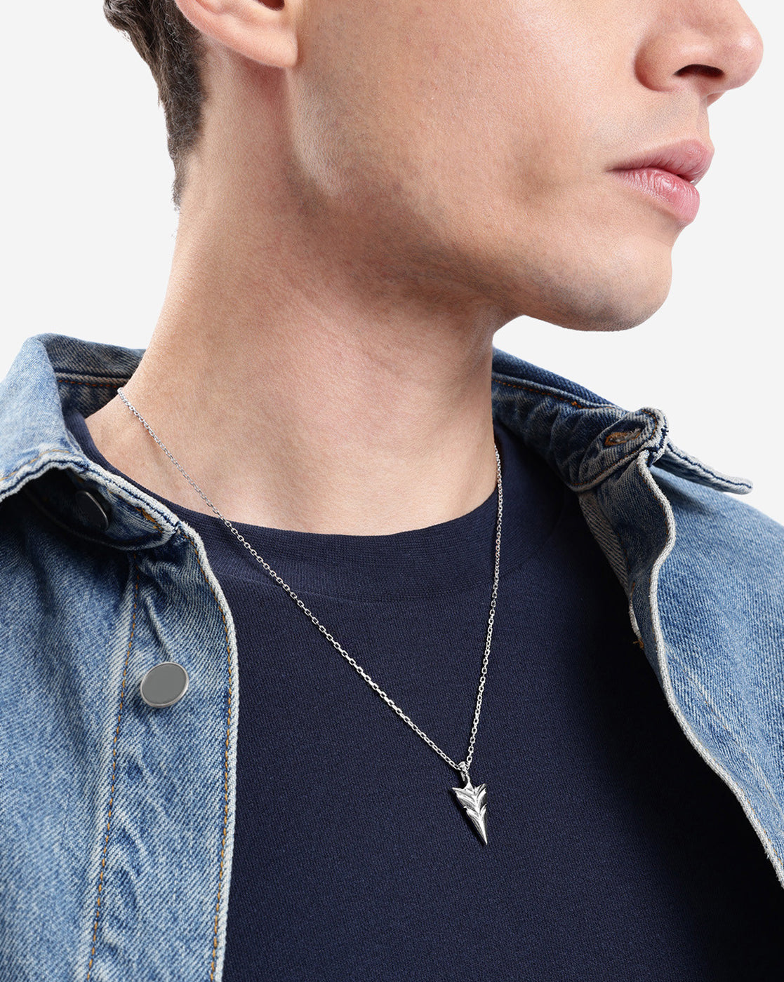 Men Rhodium Plated Arrow Pendant and Chain