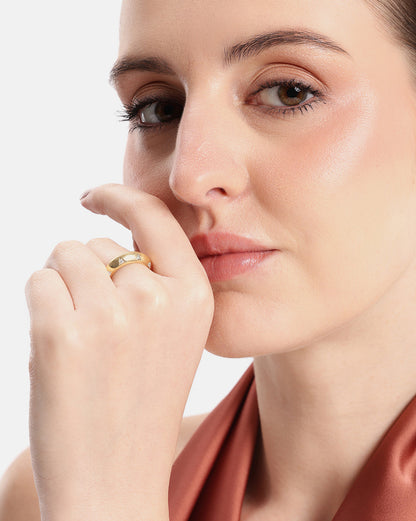 18kt Gold Plated CZ Adjustable Finger Ring