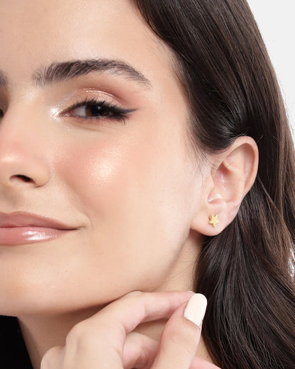 925 Sterling Silver 18kt Gold Plated Petite Star Stud Earring