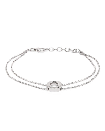 Rhodium Plated Double Chain Halo Bracelet
