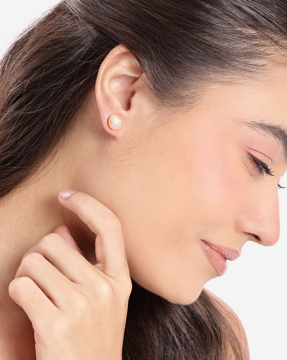 Rose Gold Plated CZ Sparkle Petite Stud Earring
