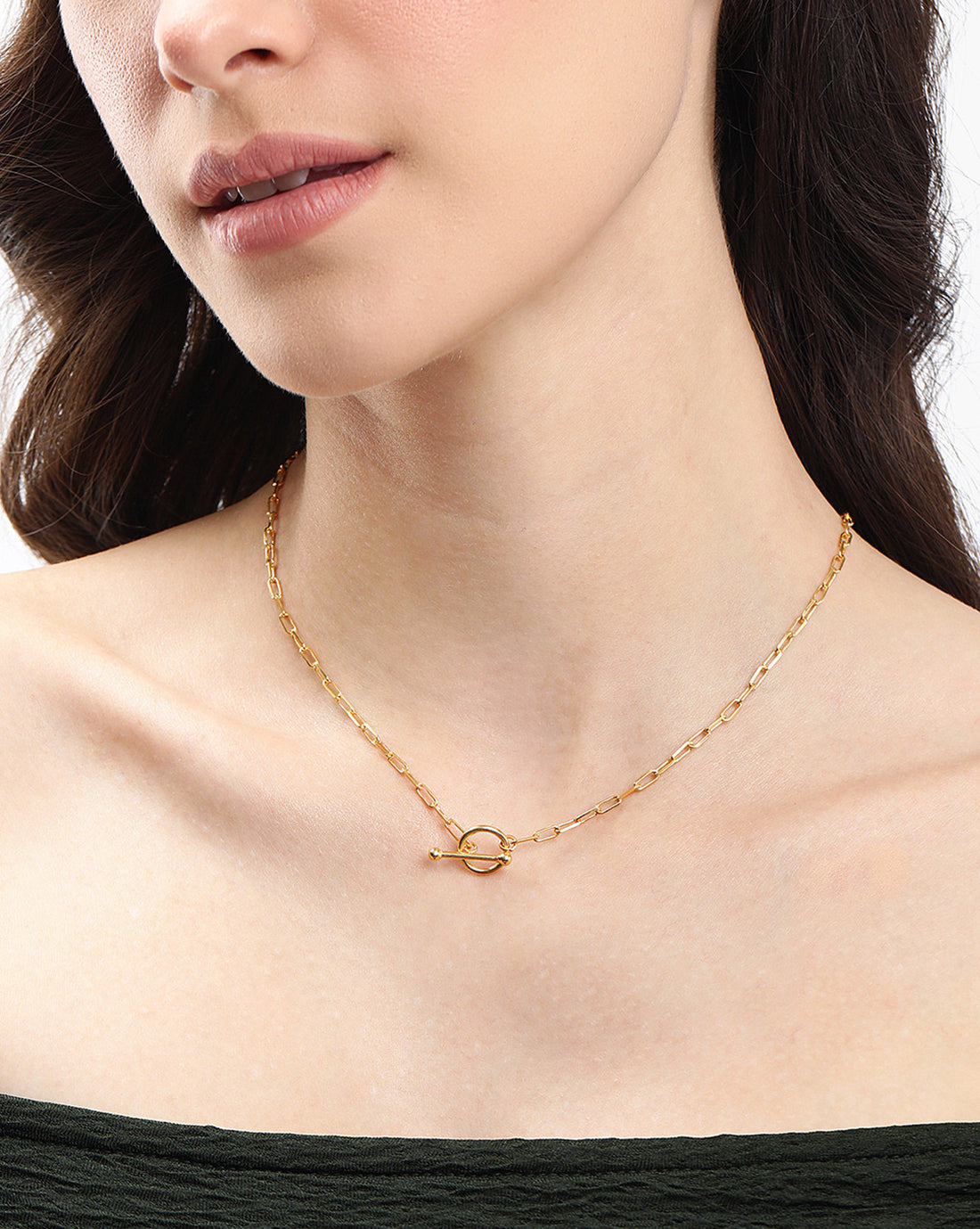 18kt Gold Plated Link Chain with Toggle Necklace