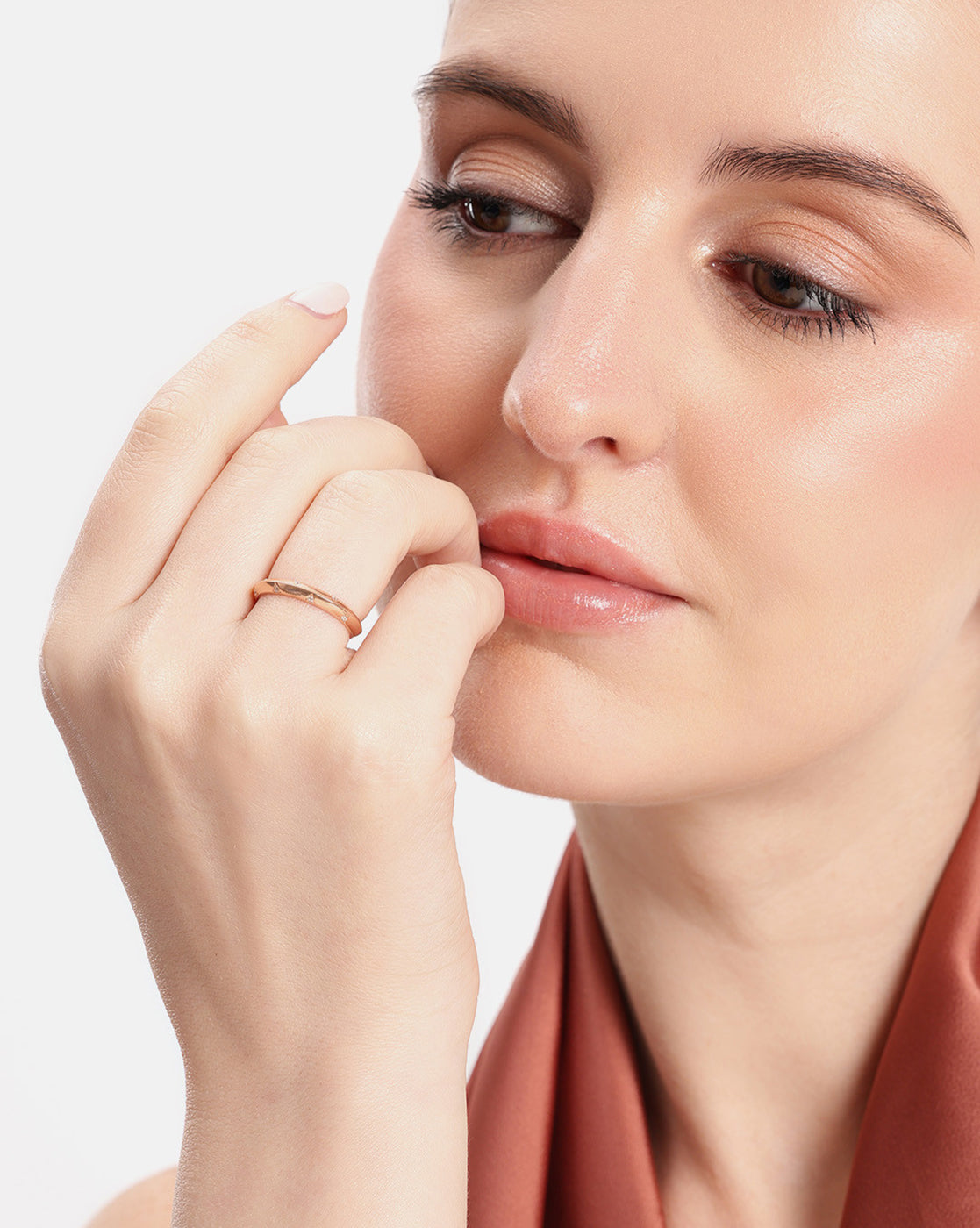 18kt Rose Gold Plated Fashionable CZ Adjustable Ring