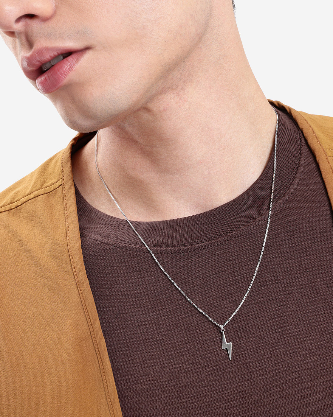 Rhodium Plated  Lightning Pendant for Men