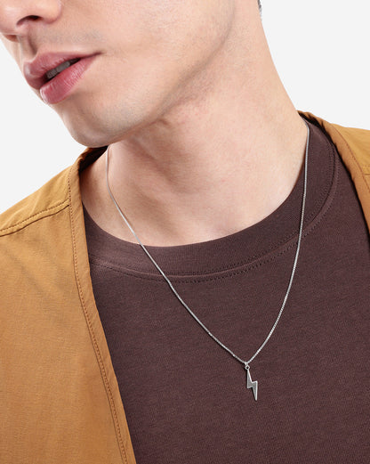 Rhodium Plated  Lightning Pendant for Men