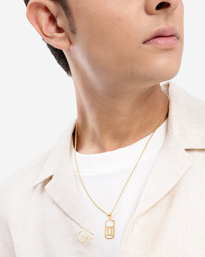 Men 18kt Gold Plated Gemini Zodiac Pendant and Chain