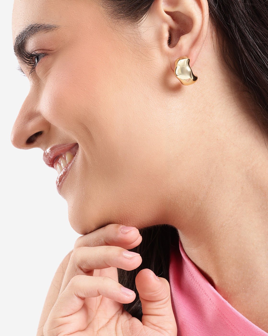 Gold Plated Elegant Moon shape Half Hoop Earring