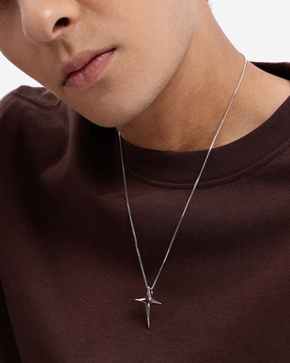 Rhodium Plated Contemporary North Star Pendant for Men