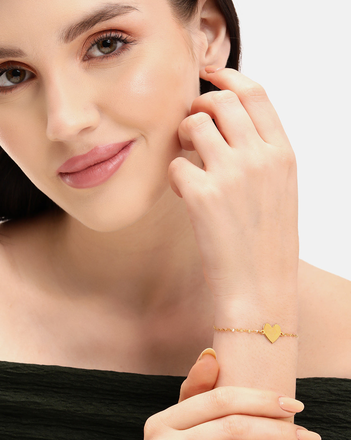 18kt Gold Plated Minimalistic Heart with Fancy Chain Adjustable Charm Bracelet