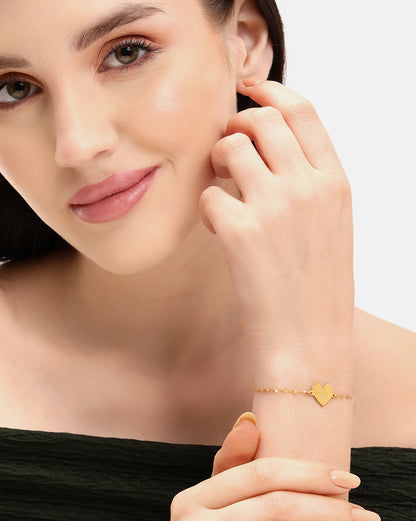 18kt Gold Plated Minimalistic Heart with Fancy Chain Adjustable Charm Bracelet