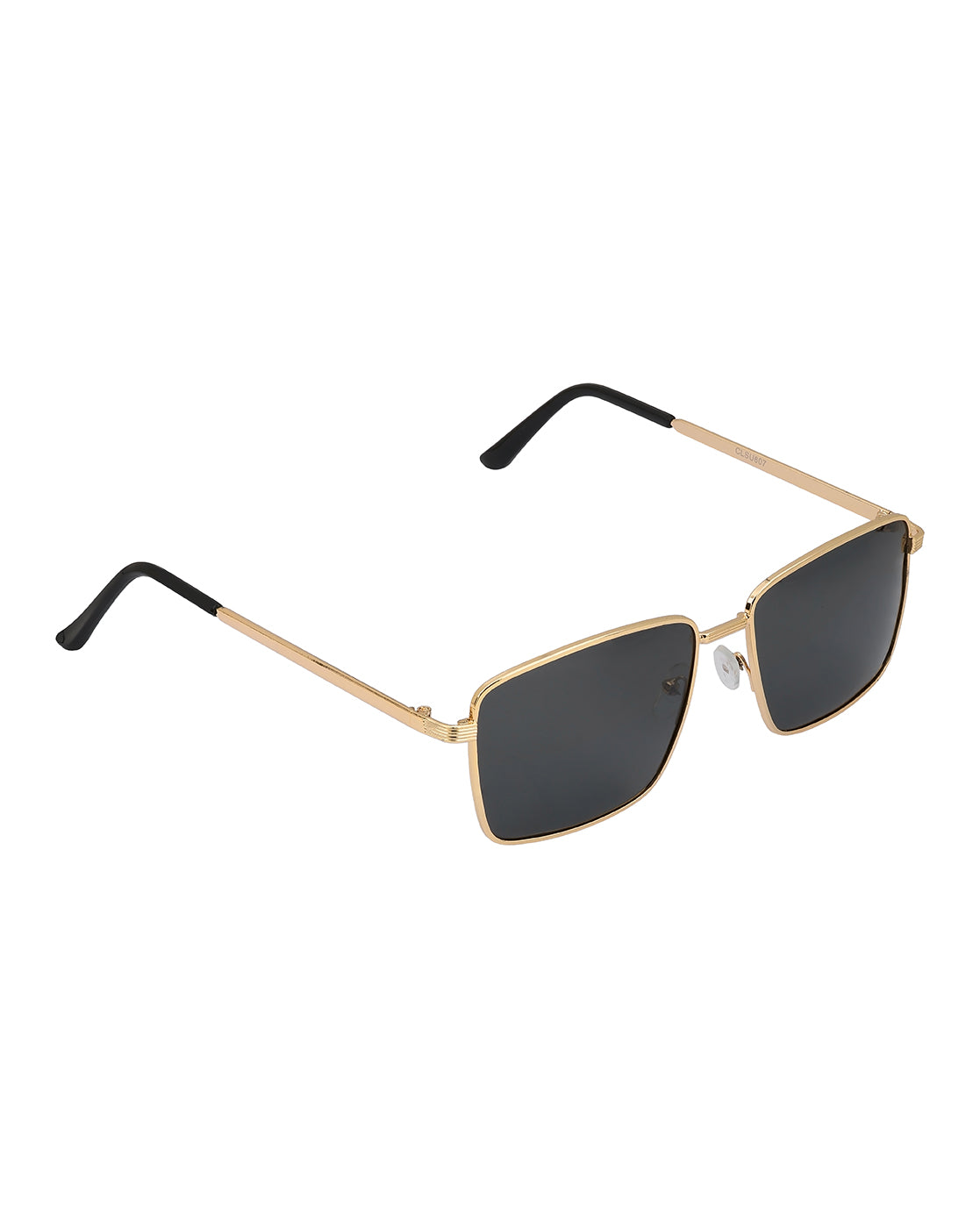 Unisex Gold and Black Toned Black Polarised Lens Rectangle Sunglasses