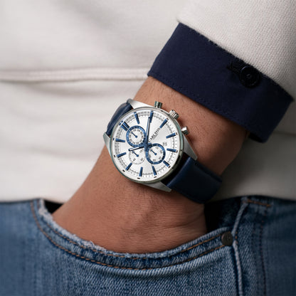 Carlton London Men Windsor Silver Analog Watch CL-WD-BLU