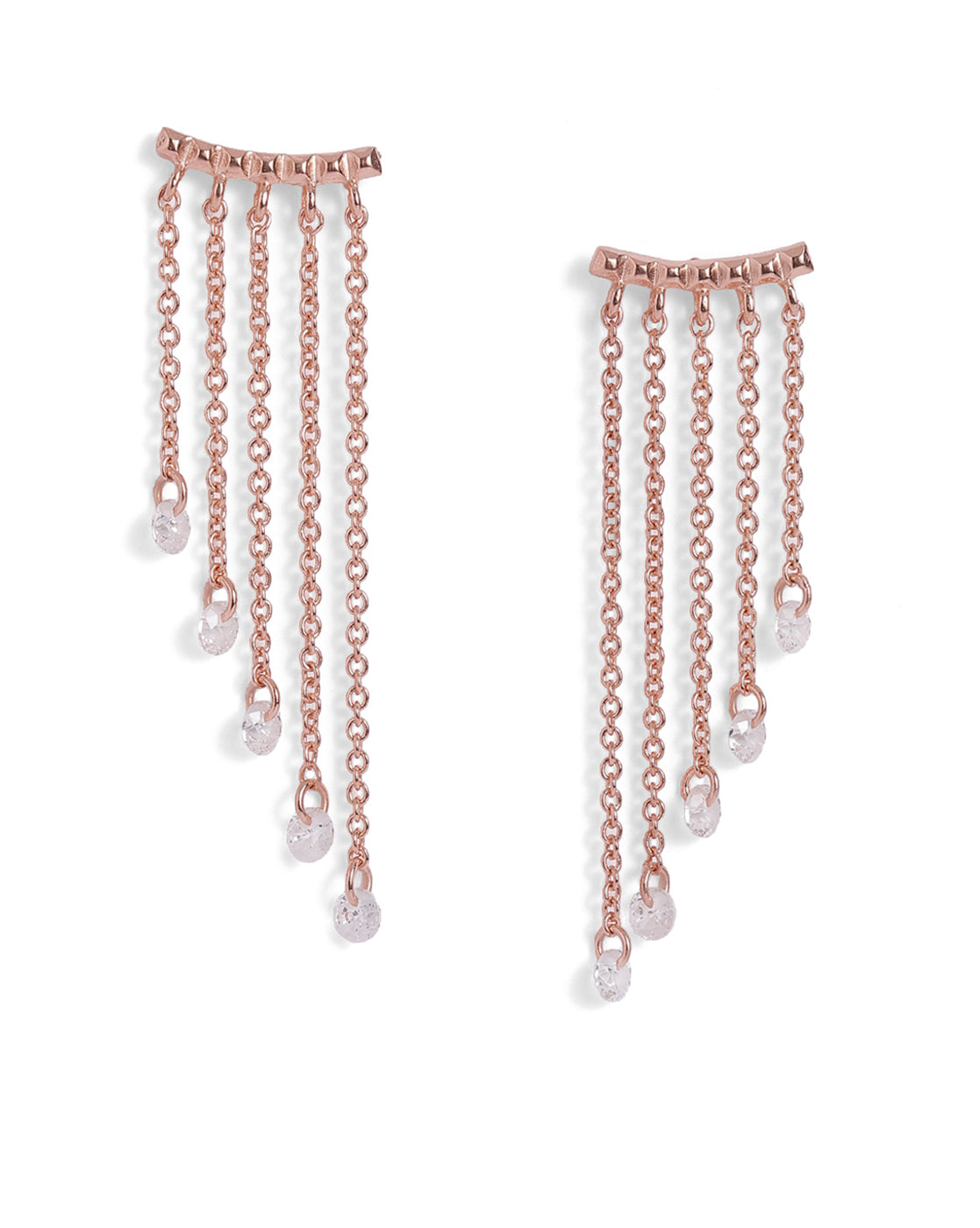 18kt Rose Gold Plated Dangling CZ and Chandelier Drop Earring
