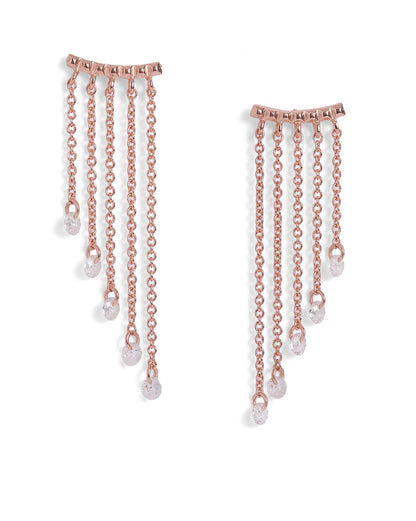 18kt Rose Gold Plated Dangling CZ and Chandelier Drop Earring
