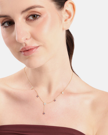 18kt Gold Plated Amethyst 4-clover Y-Necklace Lariat