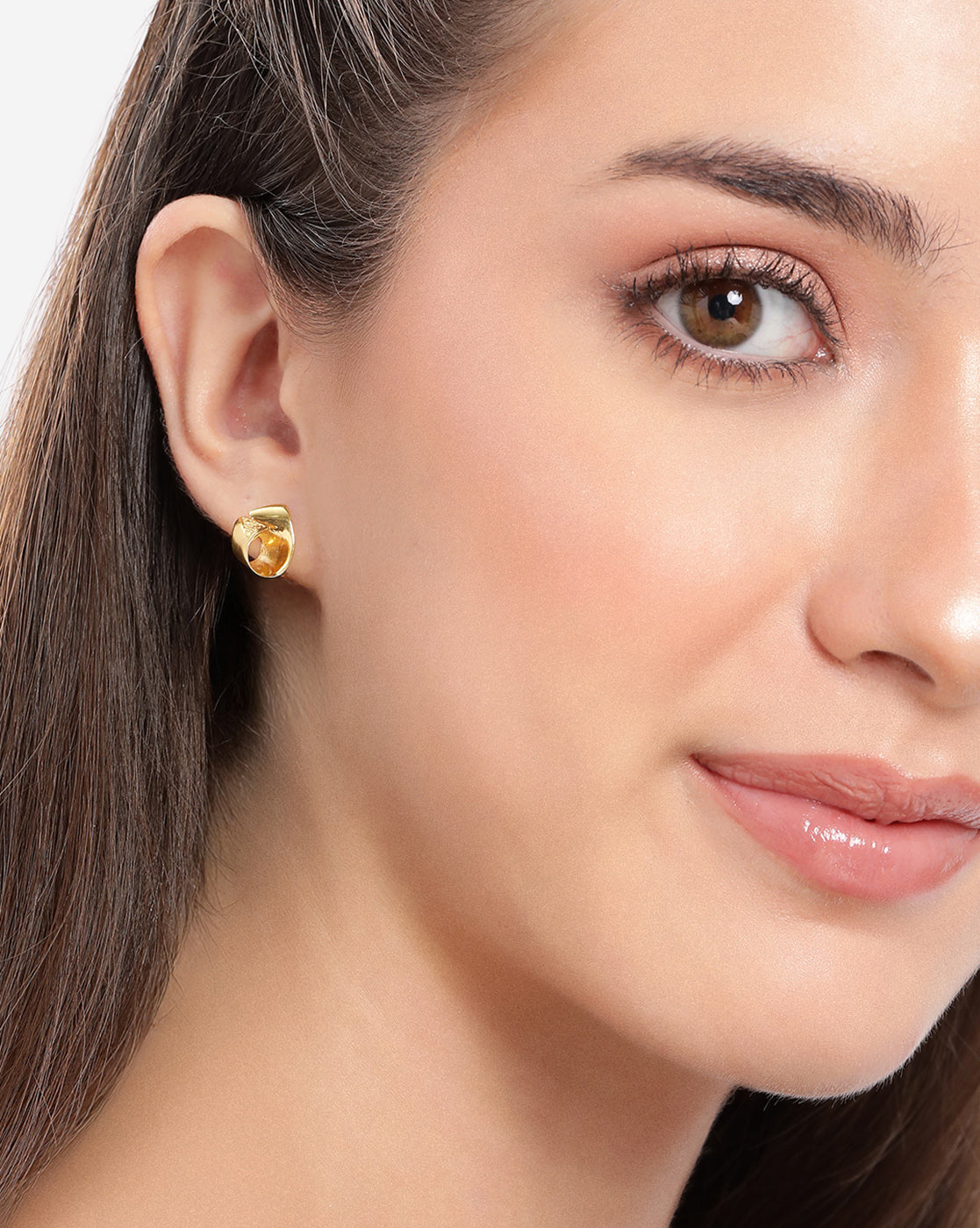 925 Sterling Silver 18kt Gold Plated Contemporary Petite Stud Earring