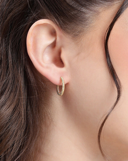 18kt Gold Plated Textured Hoop Earring