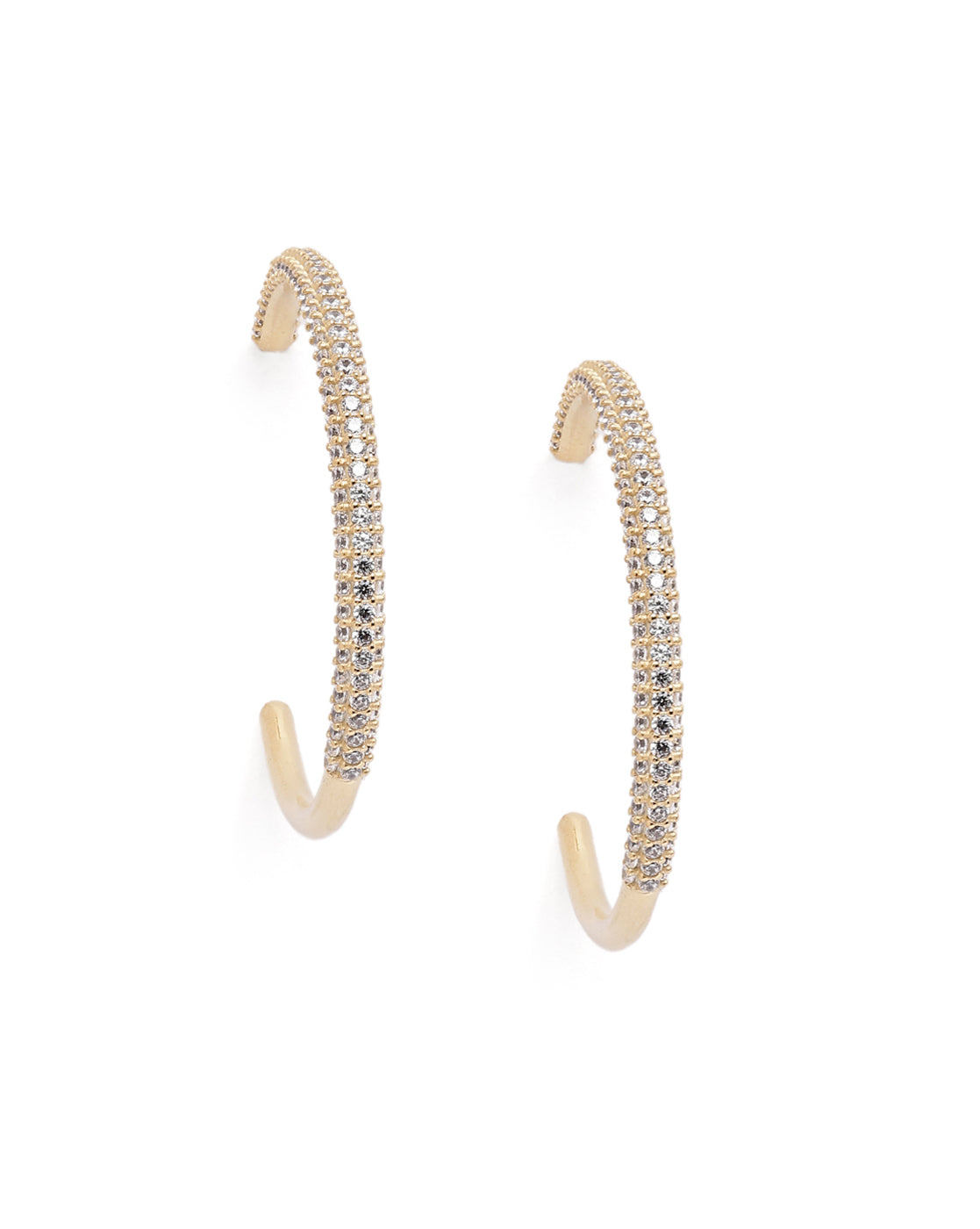 18kt Gold Plated CZ Bold Half Hoop Earring