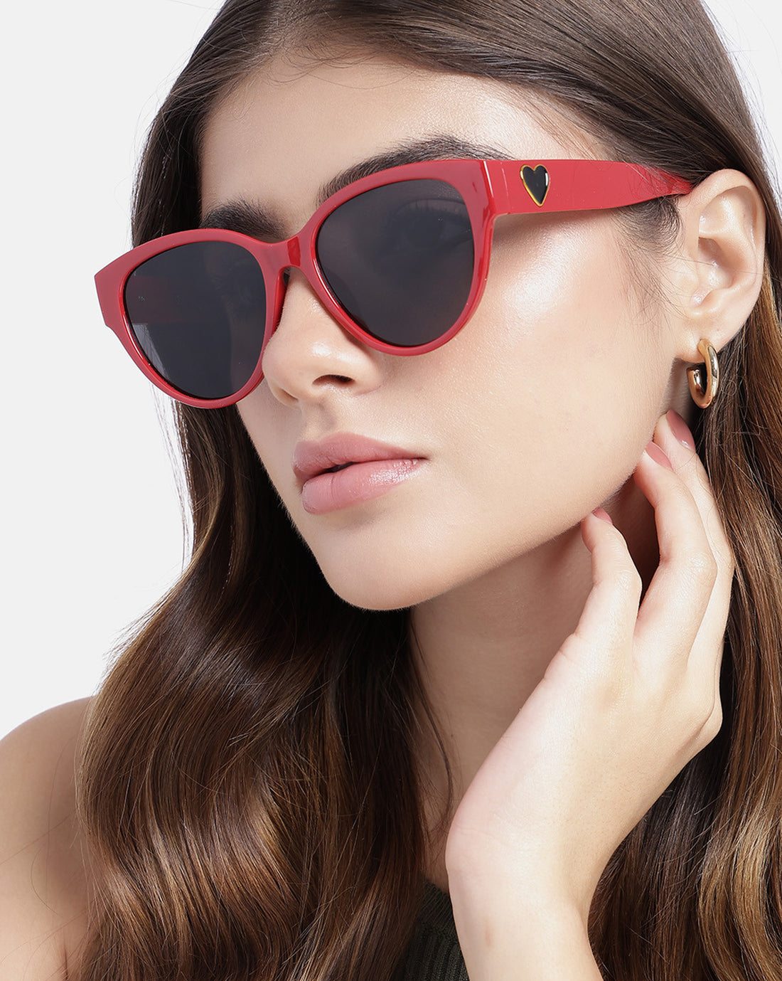 Women Party Red Toned UV Protected Black Lens Oversized Sunglasses