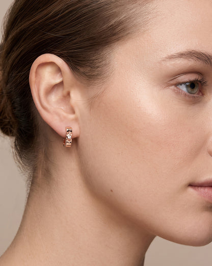 18kt Rose Gold Plated Solitaire Half Hoop Earring