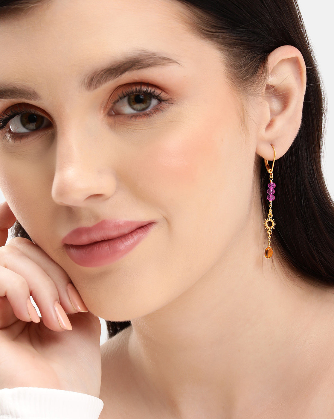 18kt Gold Plated Bohemian Beaded Celestial Drop Earring
