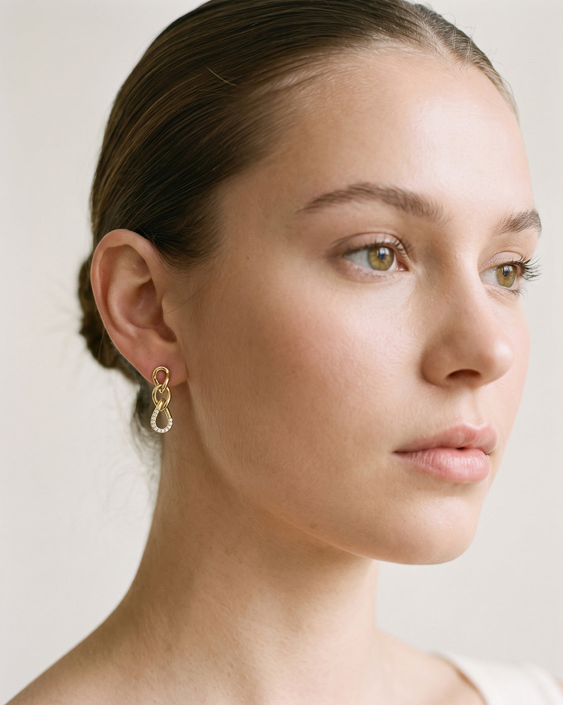 18kt Gold Plated CZ Interlocking Drop Earring