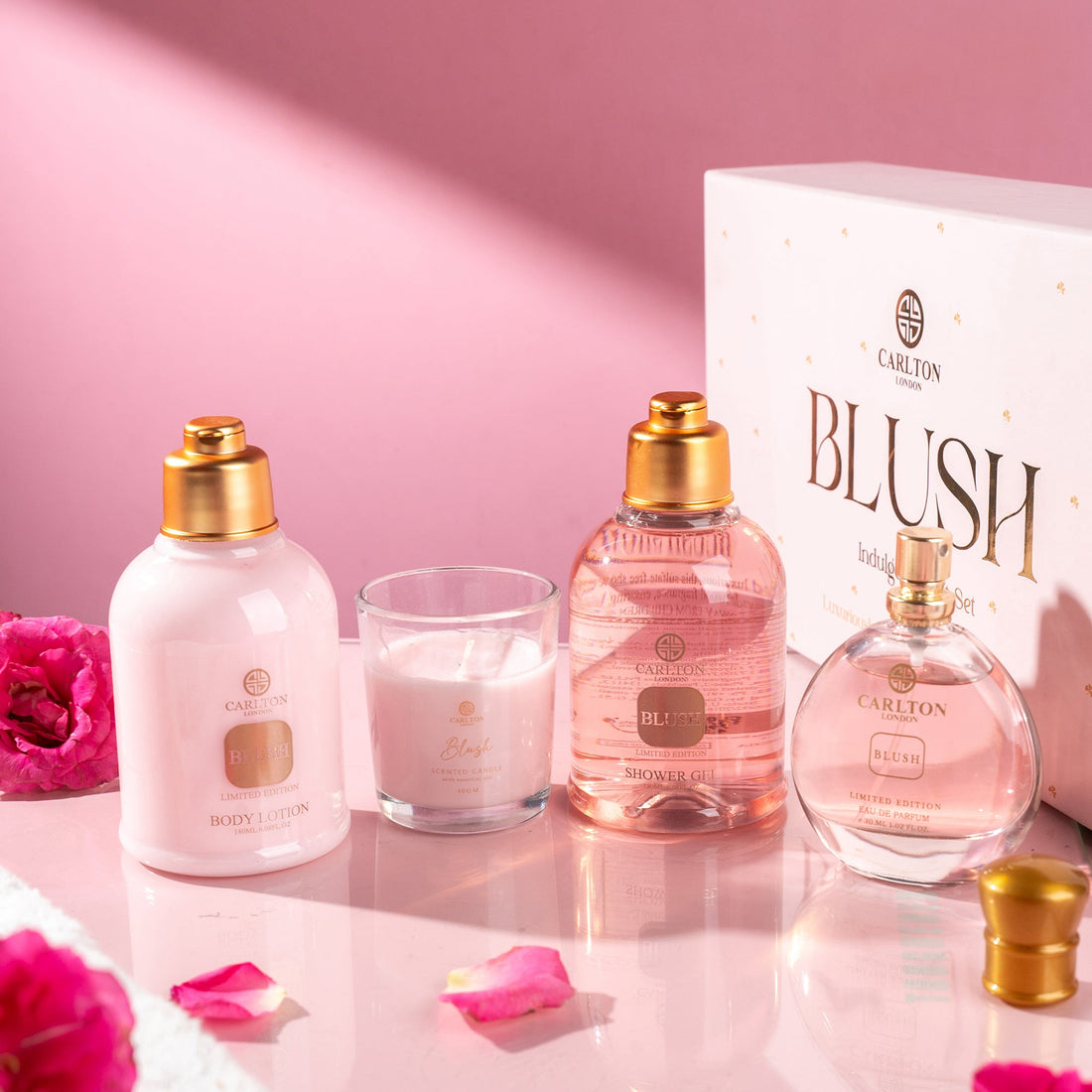 Blush Gift Set Of 4 Lotion Gel Perfume &amp; Candle - 430Ml
