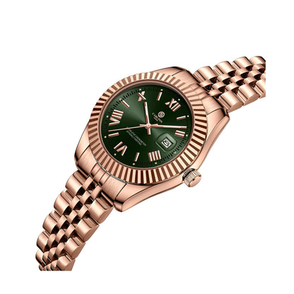 Carlton London Mini Green/ Rose Gold Stainless Steel Women Analog Watch CLRLW-001