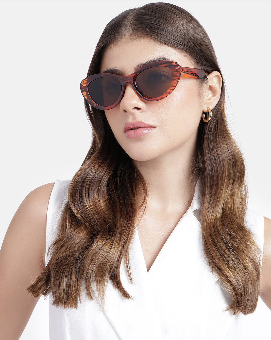 Women Tortoise Shell UV Protected Brown Lens Cateye Sunglasses